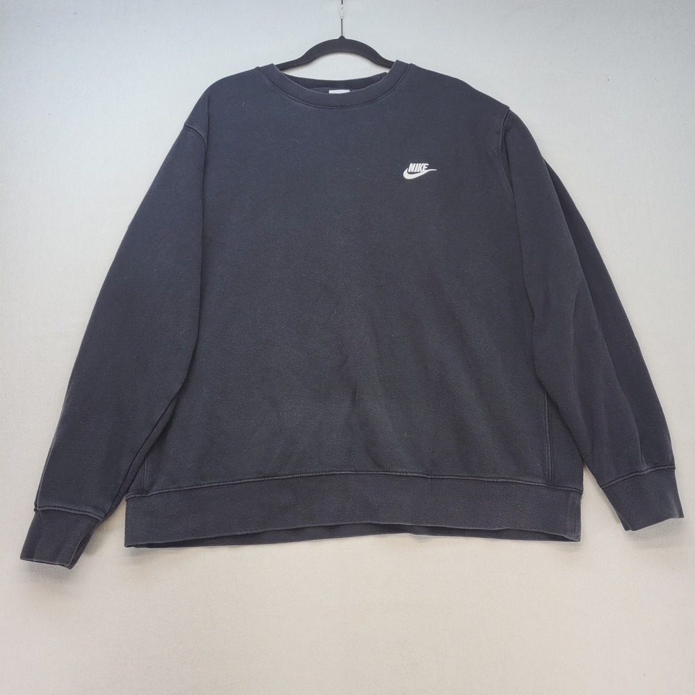 Nike Sweatshirt Mens 2XL‎ Black Club Fleece Crewneck Pullover BV2662-010